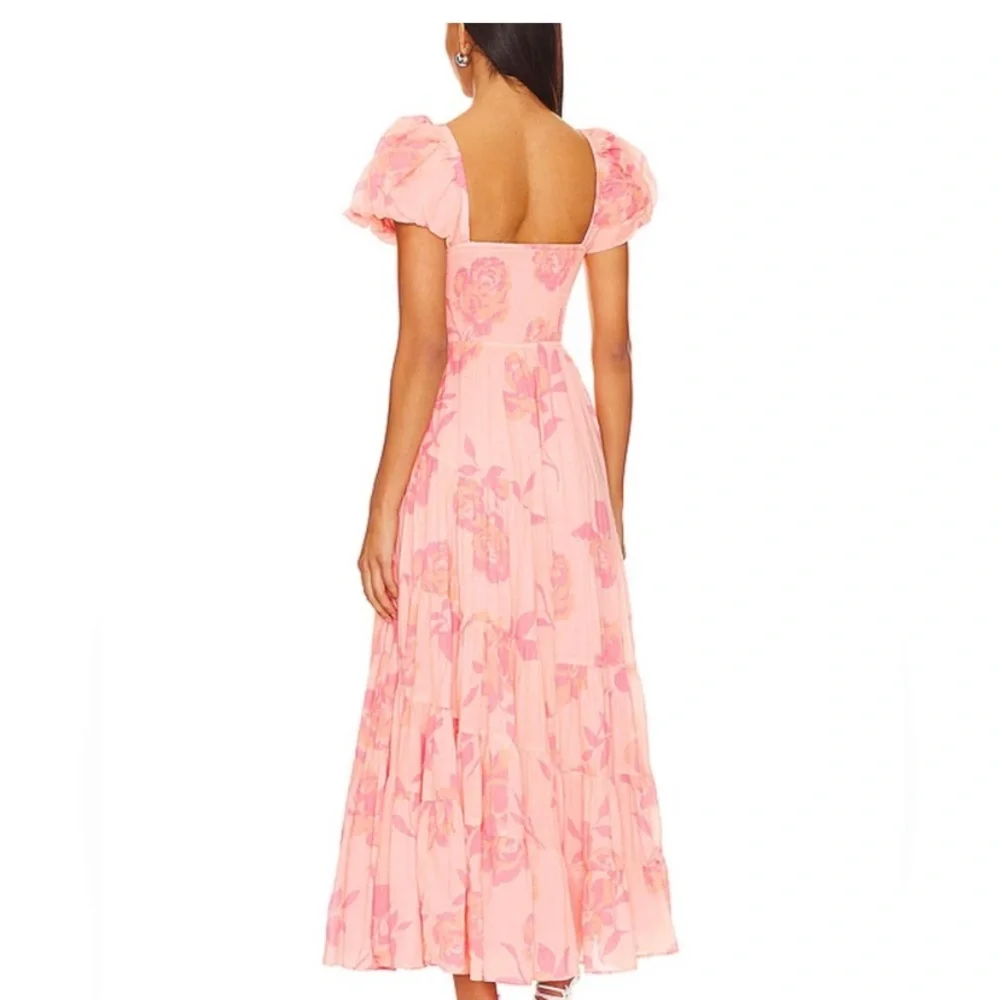Free People Women's Short Sleeve Sundrenched Pink Maxi Dress sz. Medium - Picture 10 of 10
